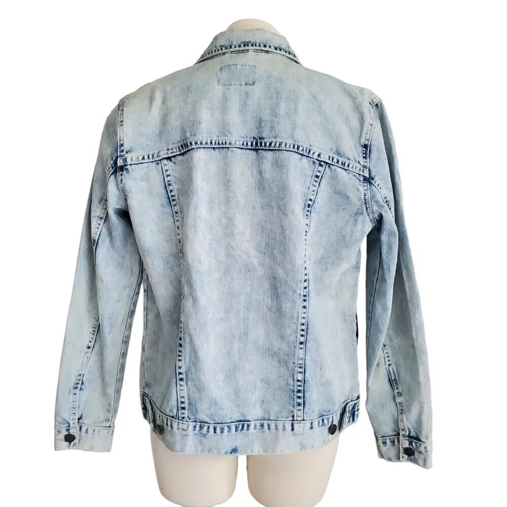 Jak & Rae Acid Wash Saks 5th Ave Very Rare Vintage Y2K Jean Jacket Patches S